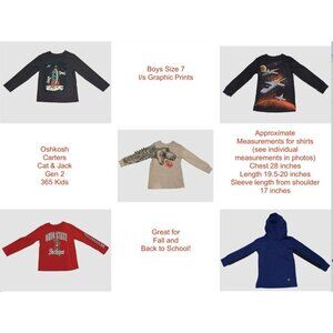 EUC Boys Size 7 Bundle Lot of 5 Long Sleeve L/S graphic T-shirts Back to school